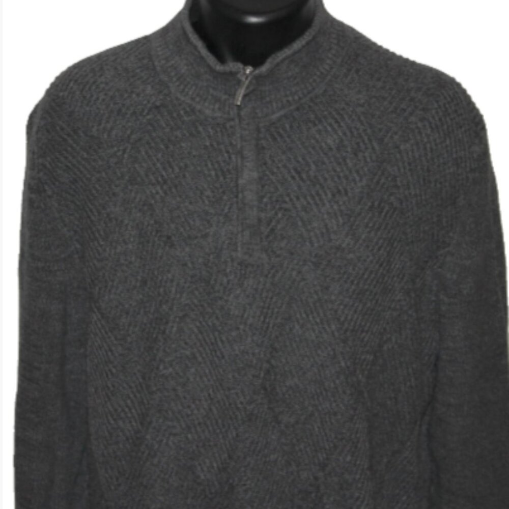 NICE Tommy Bahama Relax Textured 100% Pima Cotton Sweater XL, Charcoal Gray